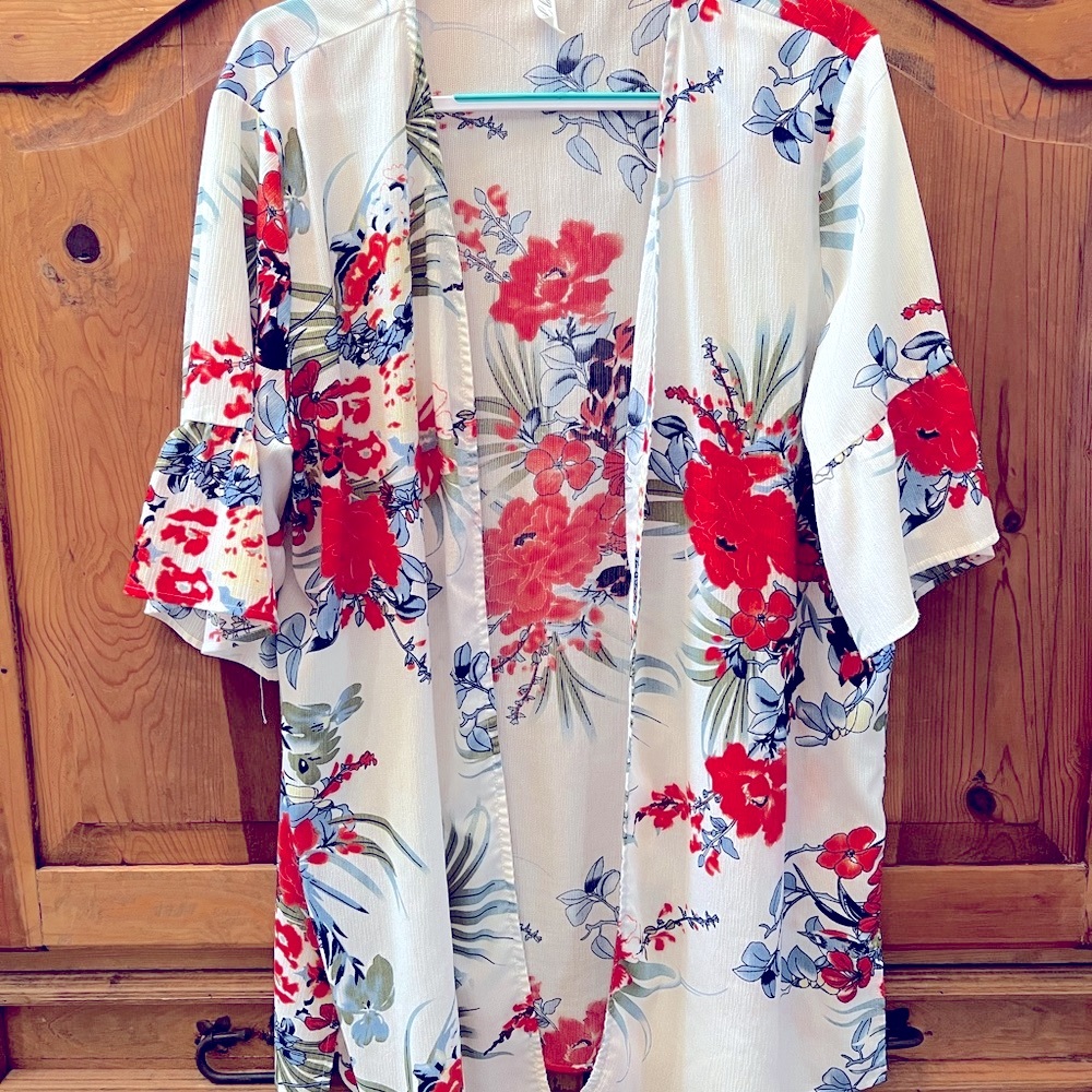 Floral Cardigan One Size 3/4 Sleeve